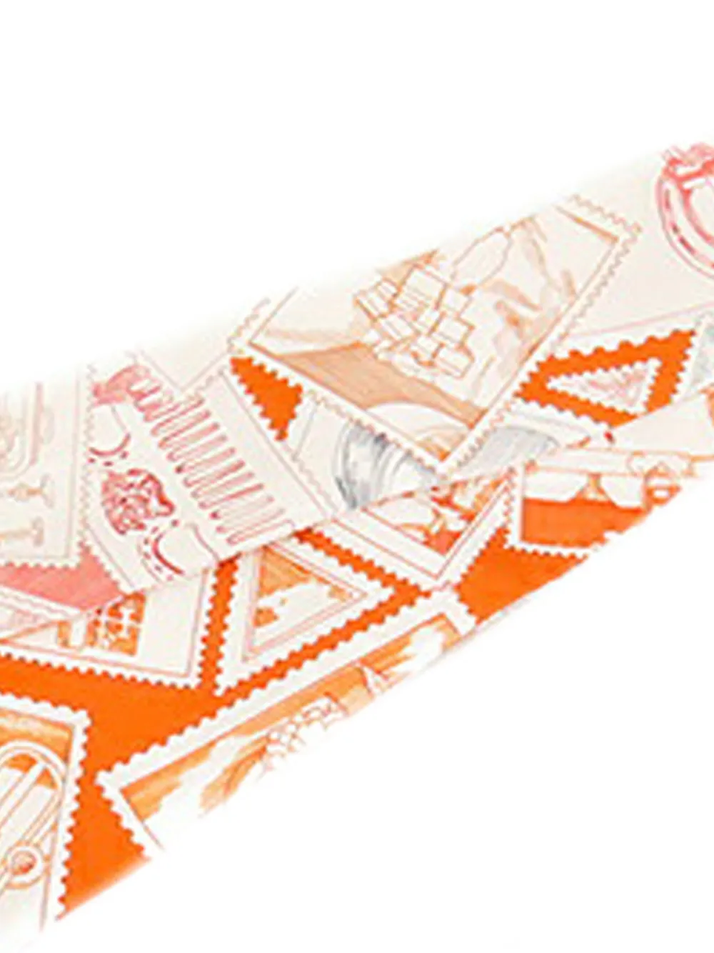 Pre-owned Hermes 2020-2025 Le Philateliste Du Faubourg Silk Twilly Scarf Scarves In Orange