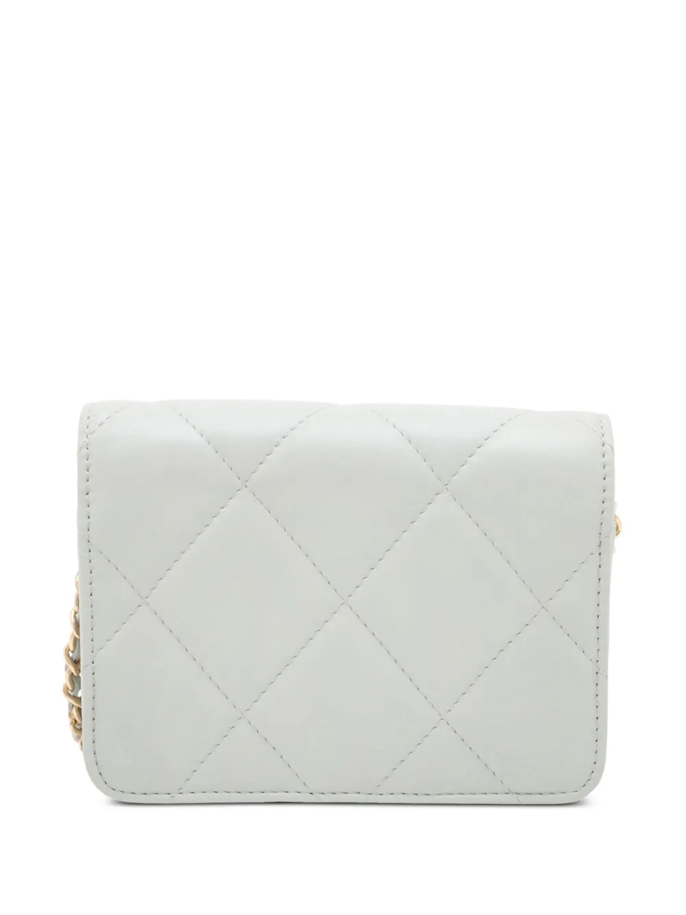 Pre-owned Chanel 2021-2025 Quilted Lambskin Crystal Clutch On Chain Crossbody Bag In Gray