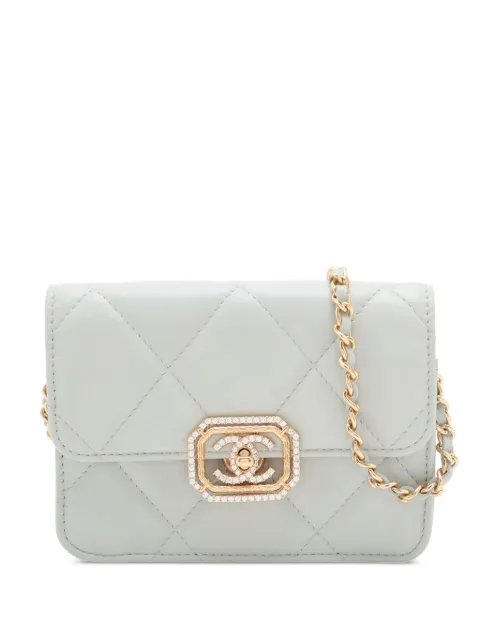 CHANEL Pre-Owned 2021-2025 Quilted Lambskin Crystal Clutch on Chain crossbody bag