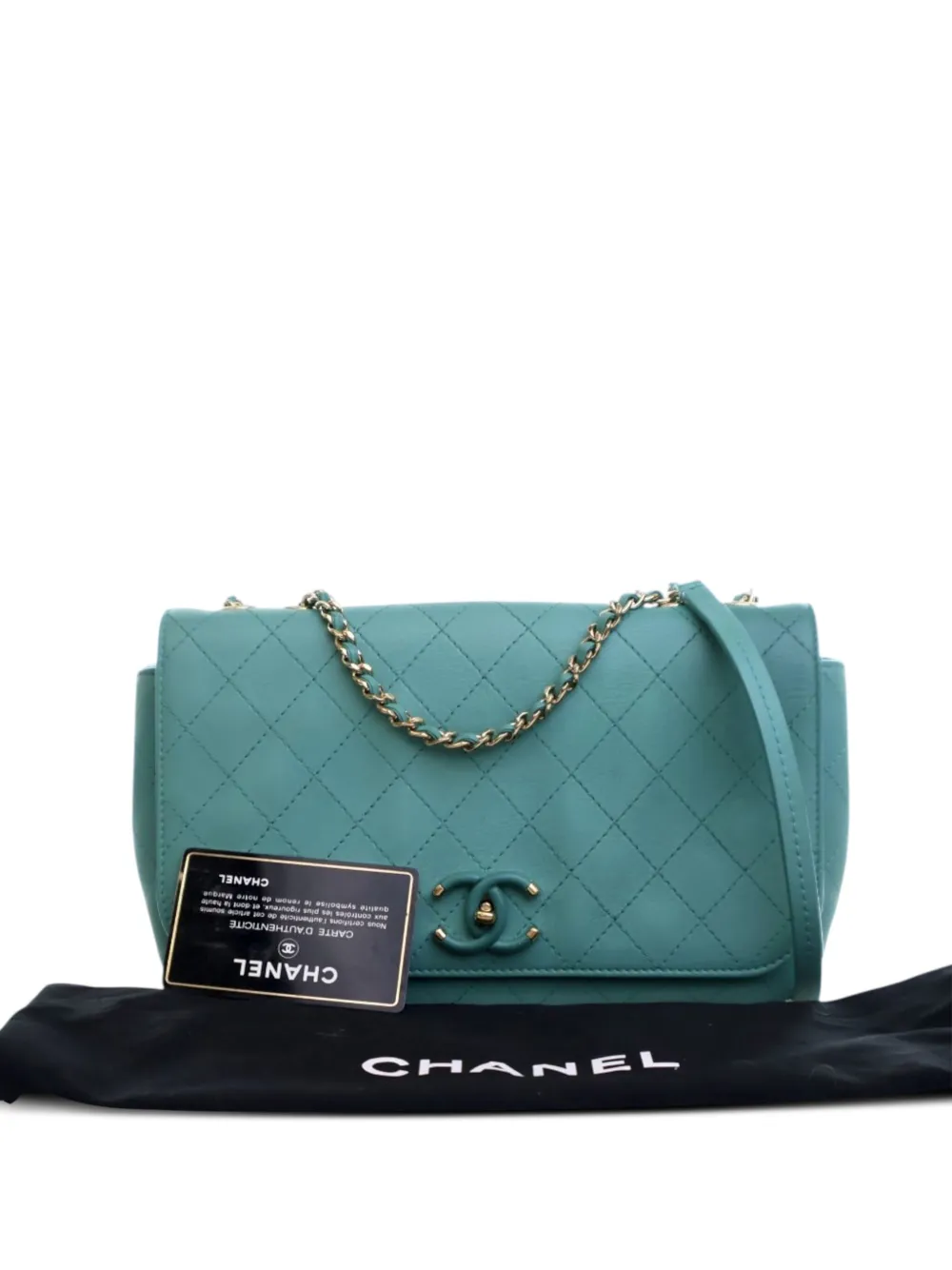 Pre-owned Chanel 2019 Medium Stitched Calfskin Covered Cc Flap Crossbody Bag In Blue