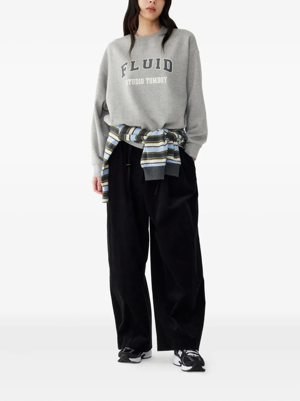 Studio Tomboy Drawstring Corduroy Trousers In Black