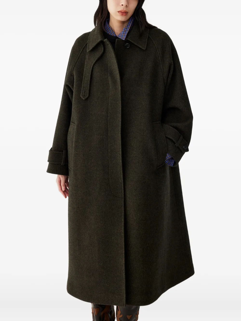 STUDIO TOMBOY Balmacaan raglan jas Groen