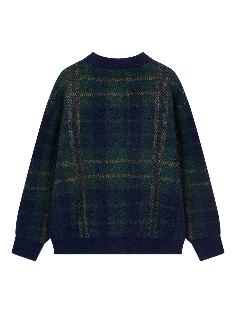  Tomboy Checkered Crew-neck Cardigan - Green 