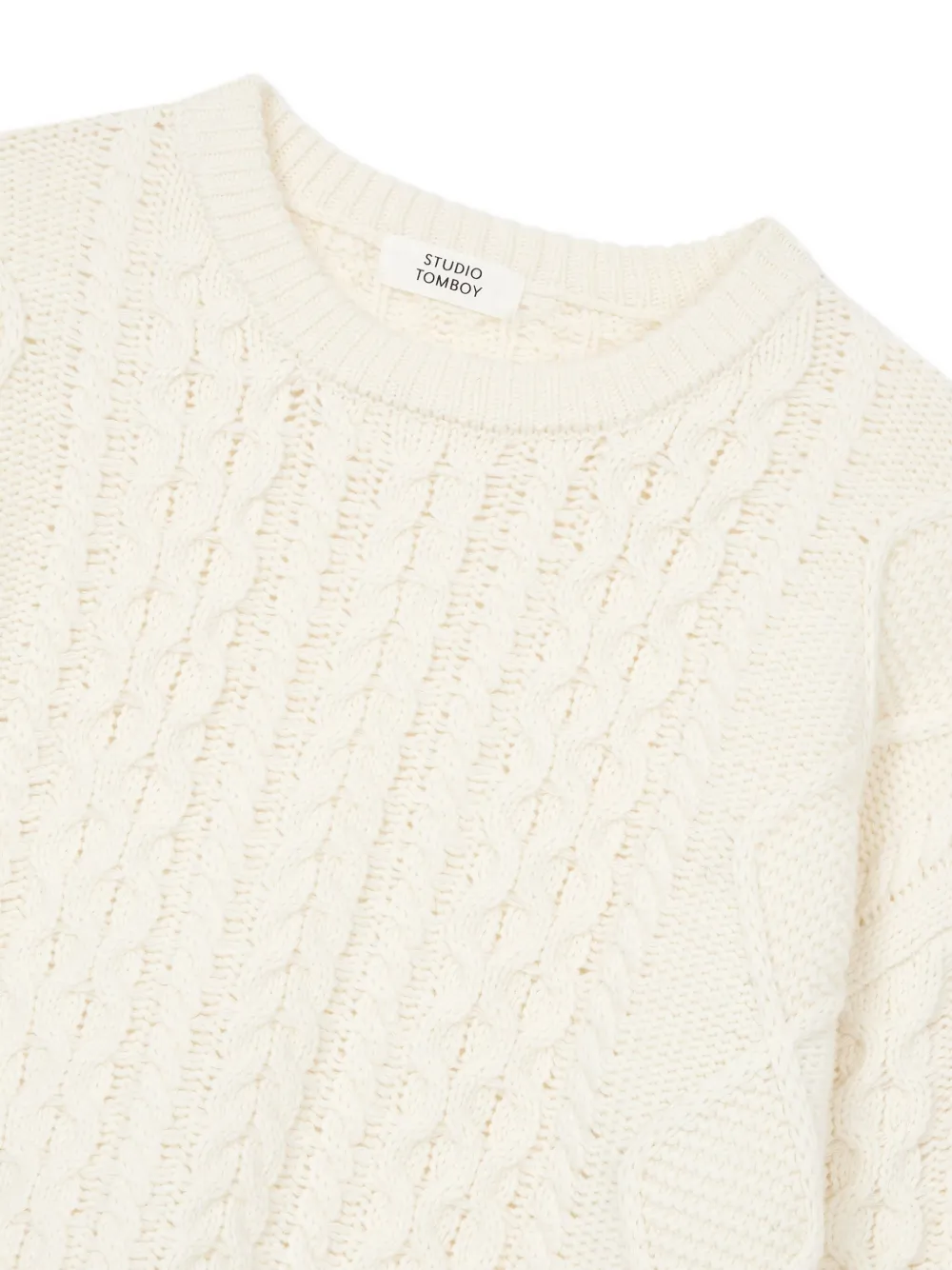 STUDIO TOMBOY Kabelgebreide trui Beige