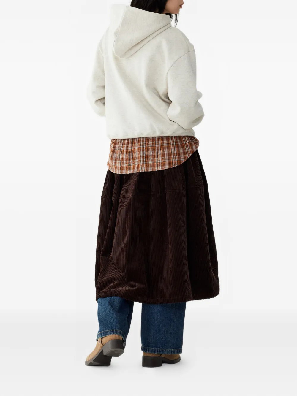 STUDIO TOMBOY Ribfluwelen ballonrok - Bruin