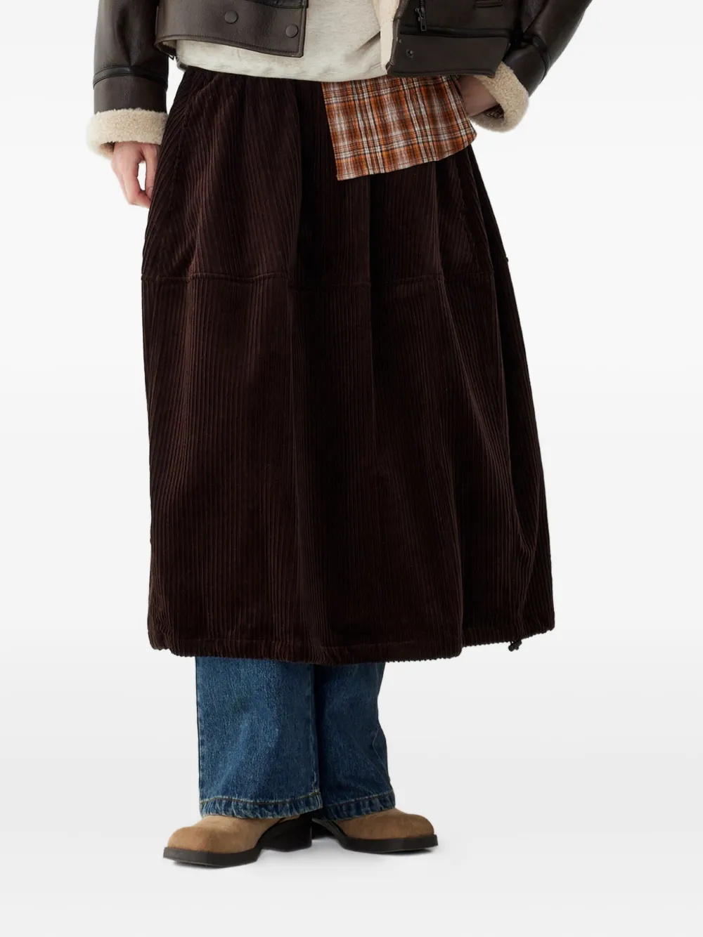 Studio Tomboy Corduroy Balloon Skirt In Brown