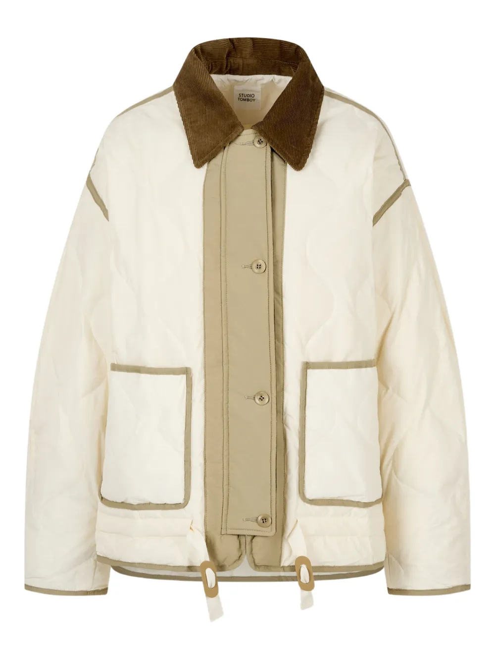 STUDIO TOMBOY Quilted Corduroy Collar Jacket | Neutrals | Image 1