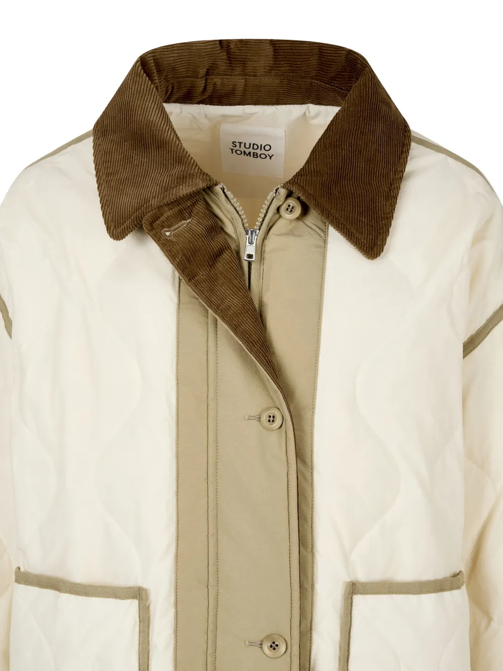 STUDIO TOMBOY Jack met ribfluwelen kraag Beige