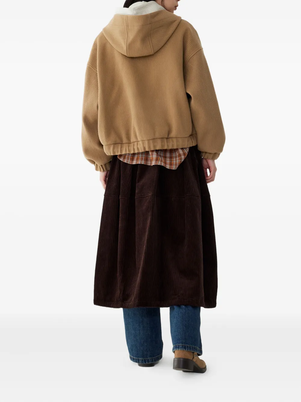 Studio Tomboy Hooded Corduroy Jacket In Neutral