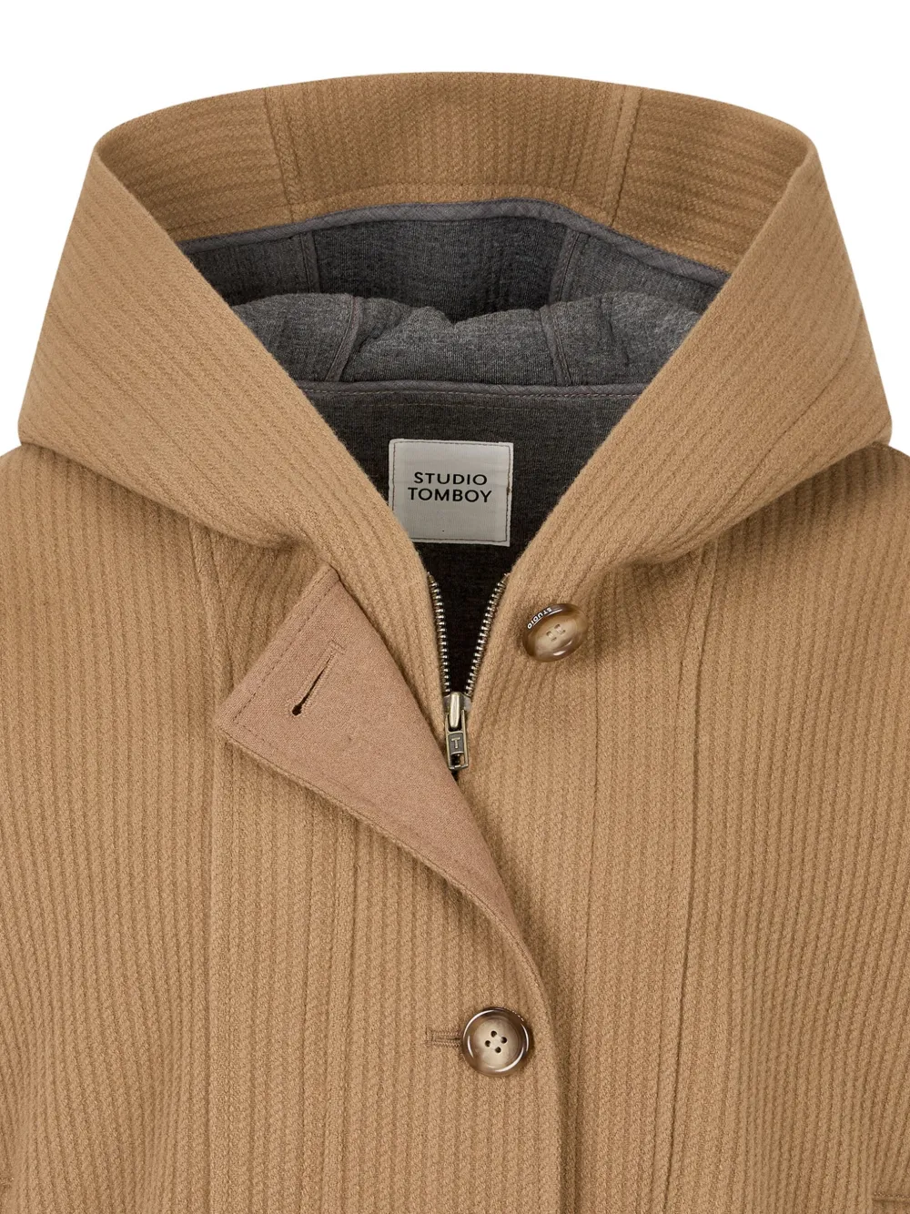 Studio Tomboy Hooded Corduroy Jacket In Neutral