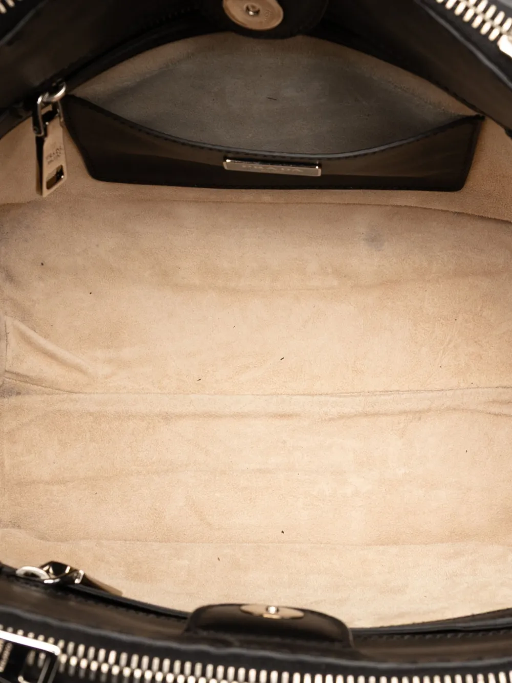 Pre-owned Prada 2010-2025 Small City Calf Stitched Twin Pocket Satchel In Black