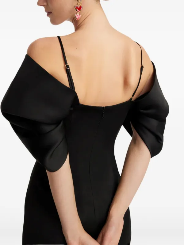 Leo Lin Arabella puff-sleeve Floral Midi Dress | Black | FARFETCH
