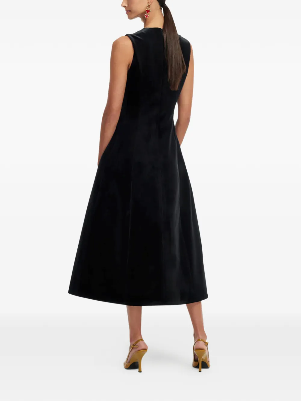 Leo Lin Cleo floral-appliqué Midi Dress | Black | FARFETCH