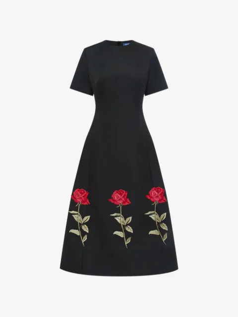 Leo Lin Caroline rose-embroidered midi dress