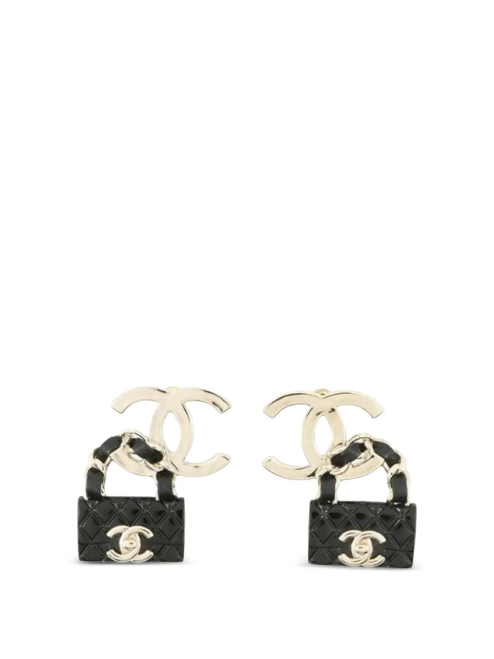 CHANEL Pre-Owned 2023 Gold Plated Resin Quilted CC Flap Bag Drop CHANEL Pre-Owned 2023 Gold Plated Resin Quilted CC Flap Bag Drop