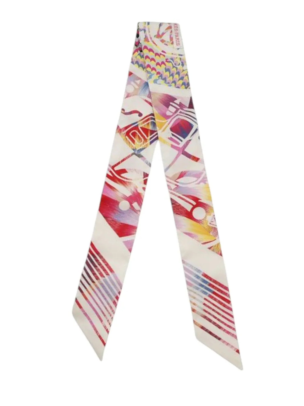 Hermès Pre-Owned 2023 Ex Libris Marble Silk Twilly Scarf scarves | White | Image 1