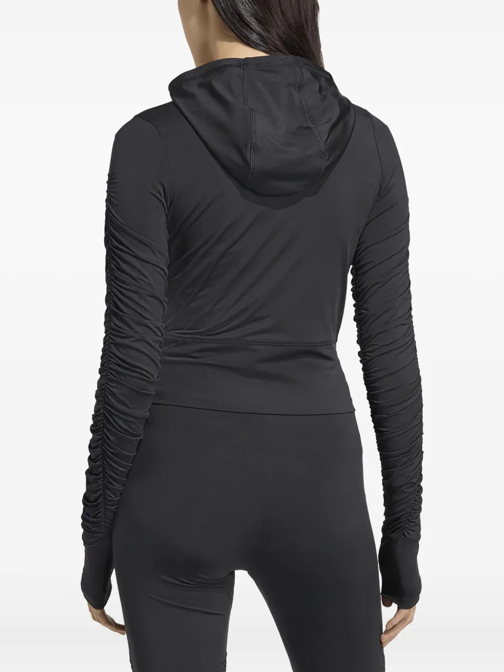 Adidas ruched zip-up woodie - Zwart