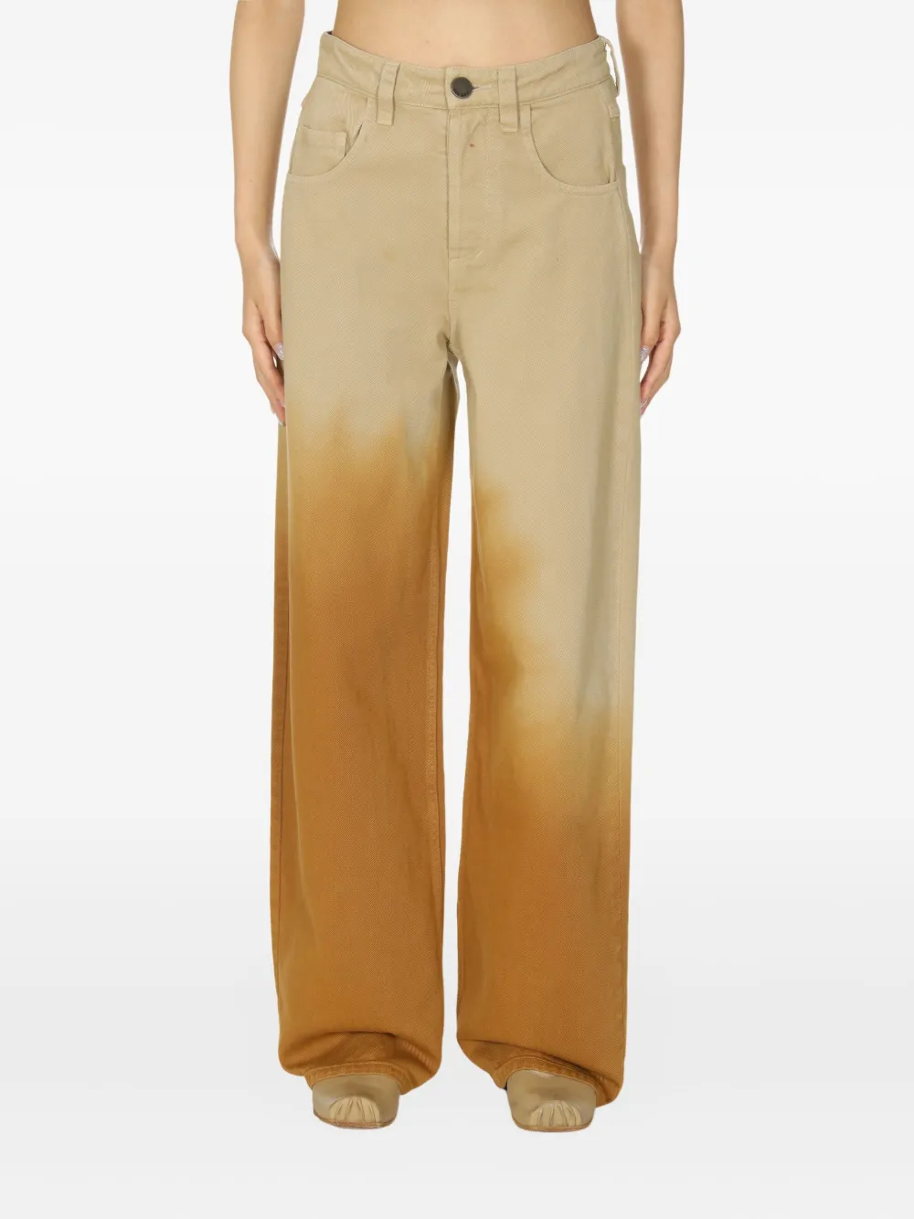 Uma Wang Phyllis broek met dip-dye print Beige