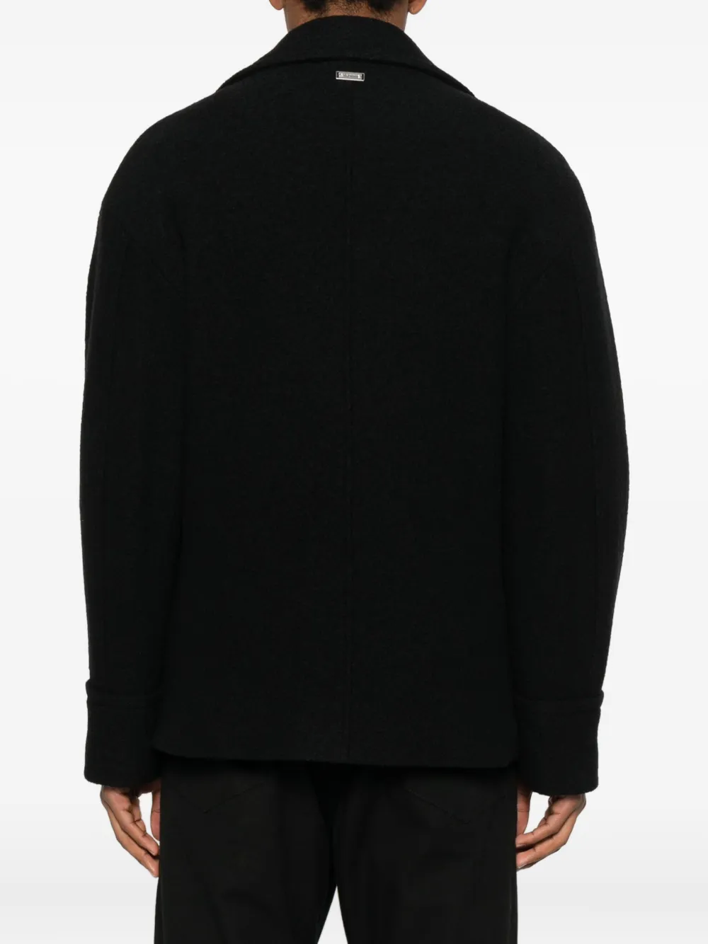 Les Hommes Urban Double-breasted Coat In Black