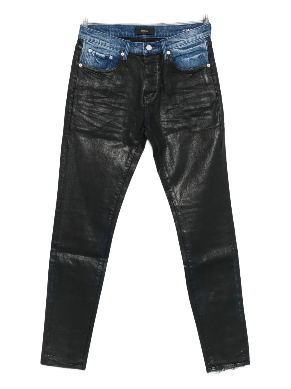 Purple Brand Coated Raw Hem Denim In Black