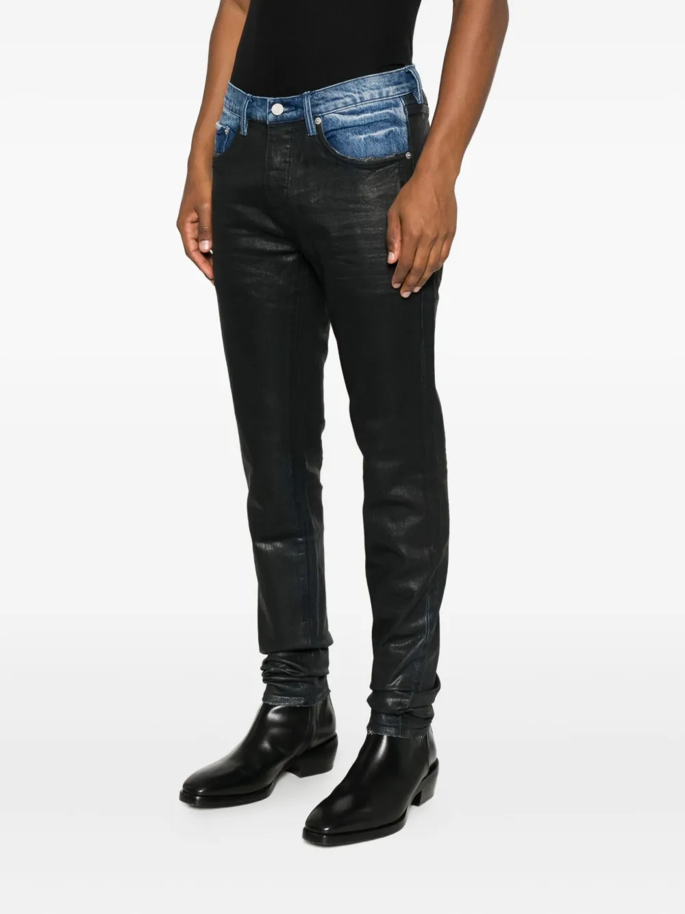 Purple Brand Coated Raw Hem Denim In Black