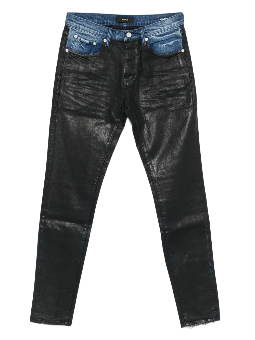 Purple Brand coated raw hem denim - Nero