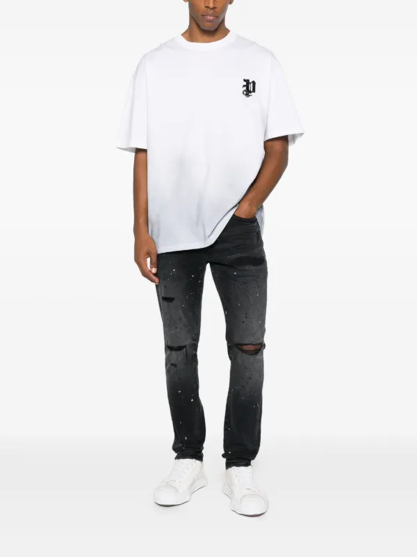 Purple Brand Distressed Splatter Denim | Black | FARFETCH