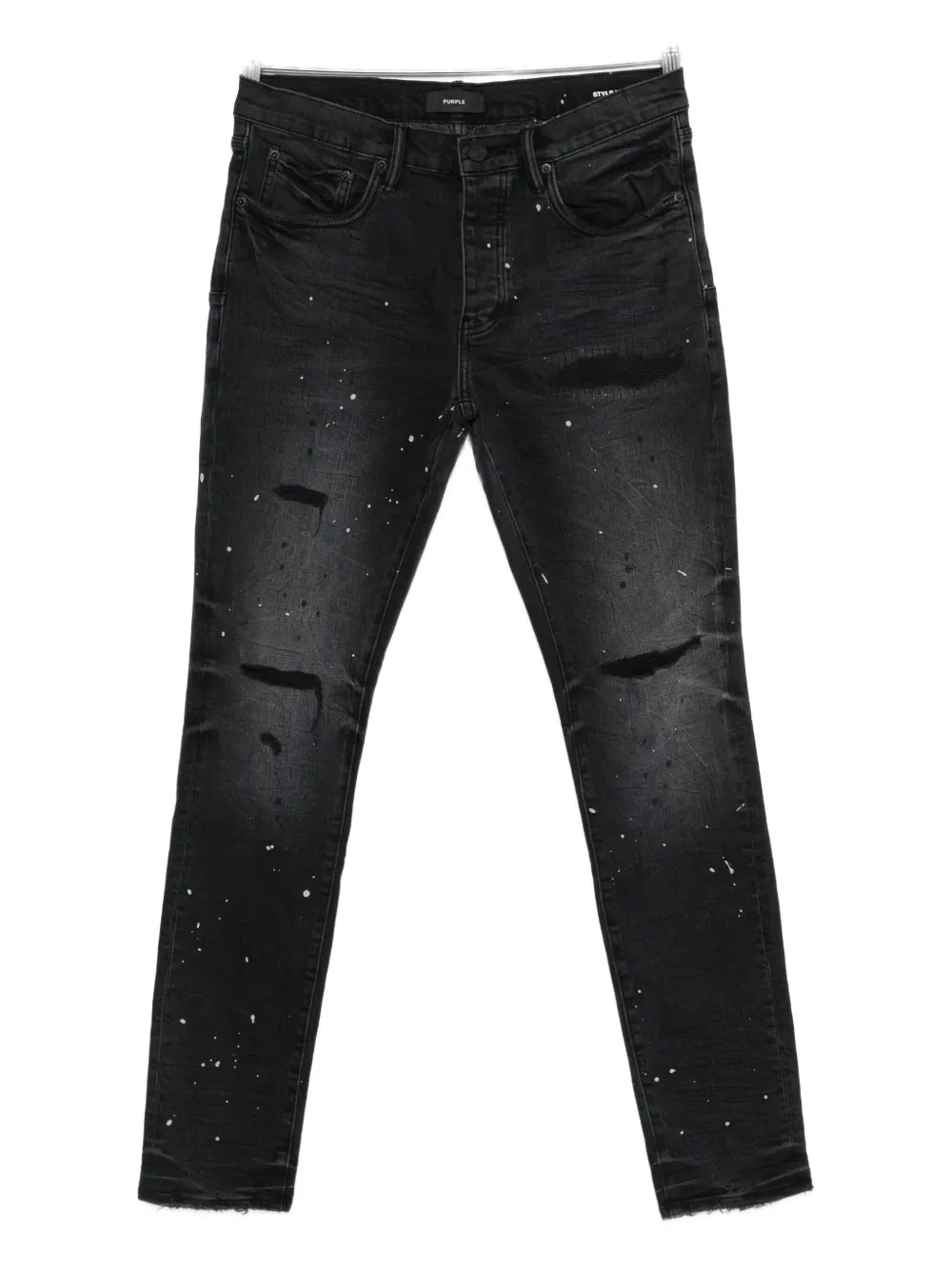 Purple Brand Distressed Splatter Denim In Black