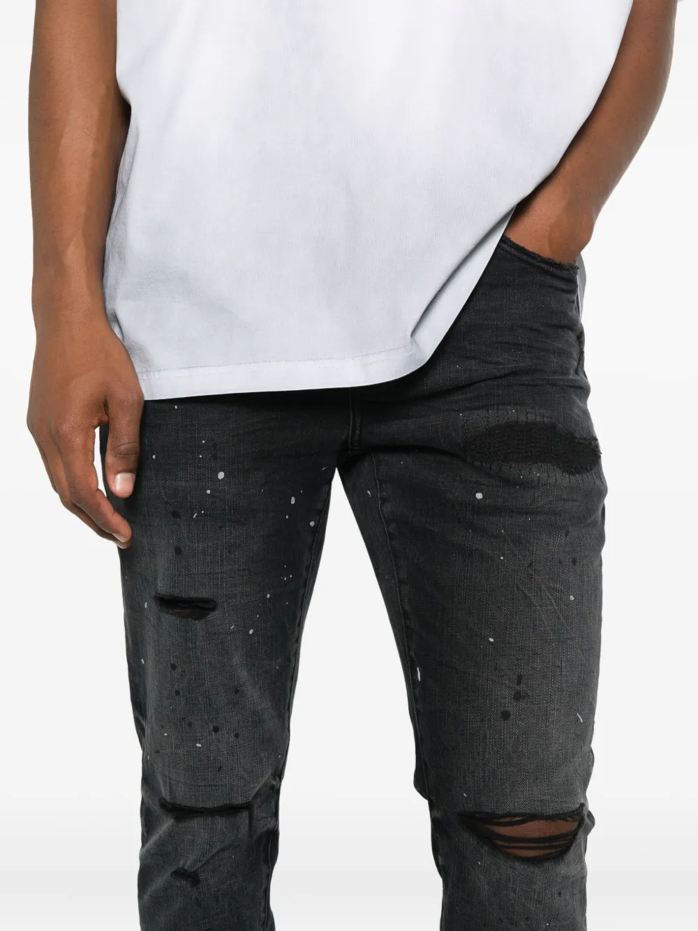 Purple Brand Distressed Splatter Denim In Black