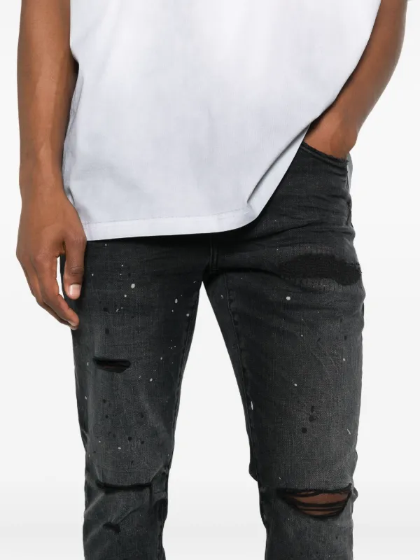 Purple Brand Distressed Splatter Denim | Black | FARFETCH