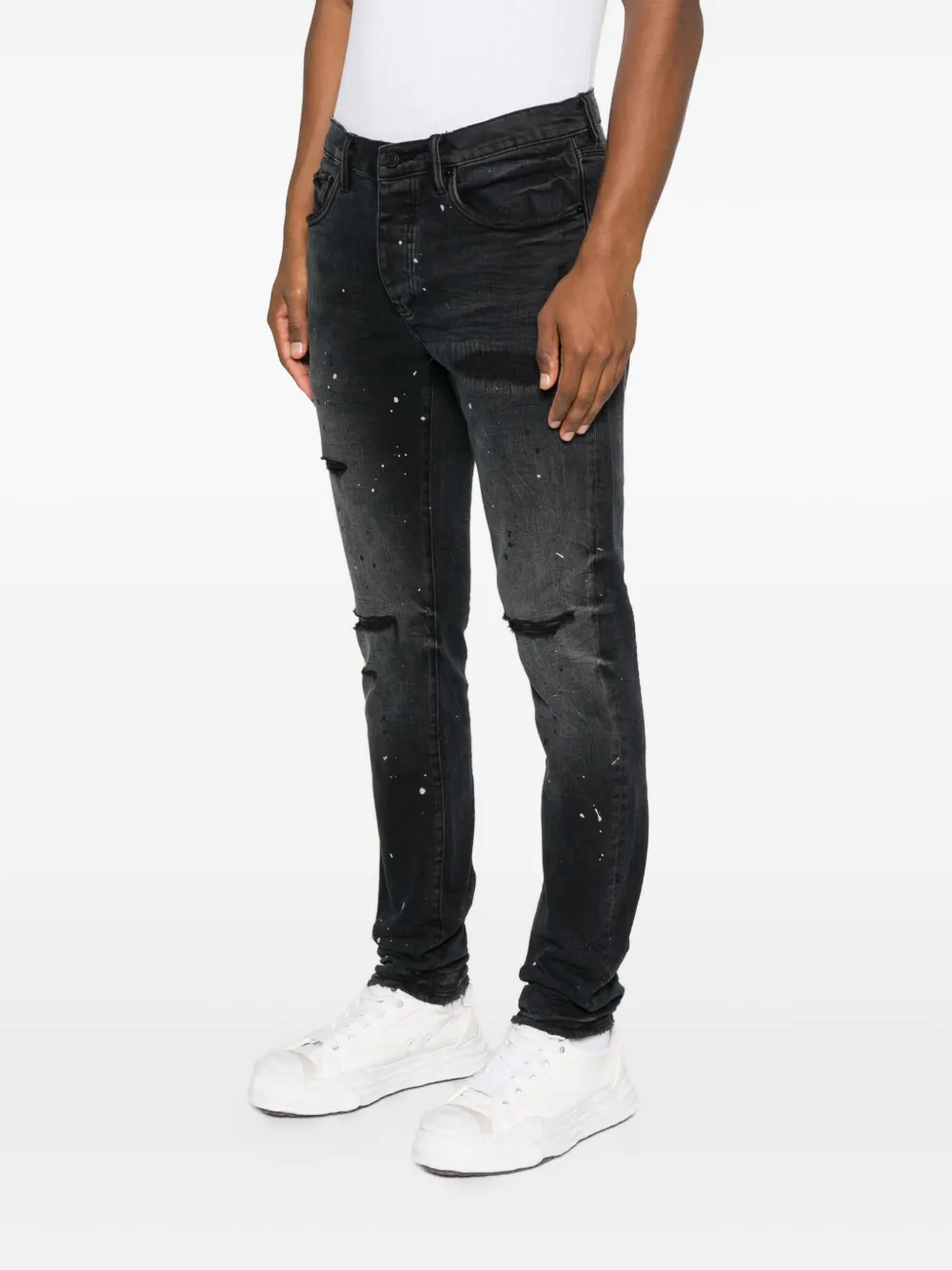 Purple Brand Distressed Splatter Denim In Black