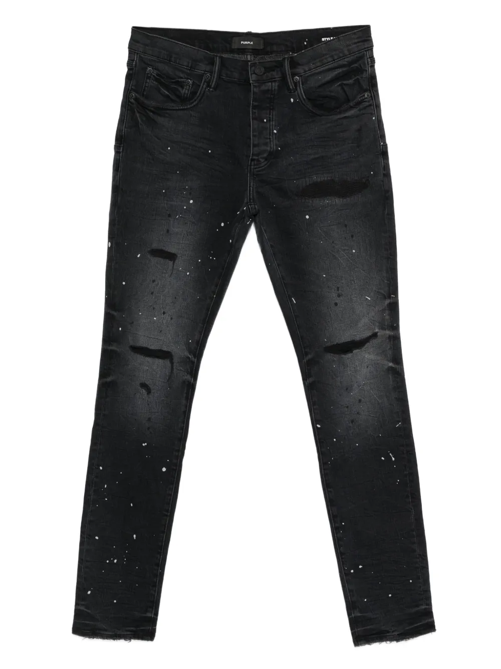 Purple Brand distressed splatter denim | Black | Image 1