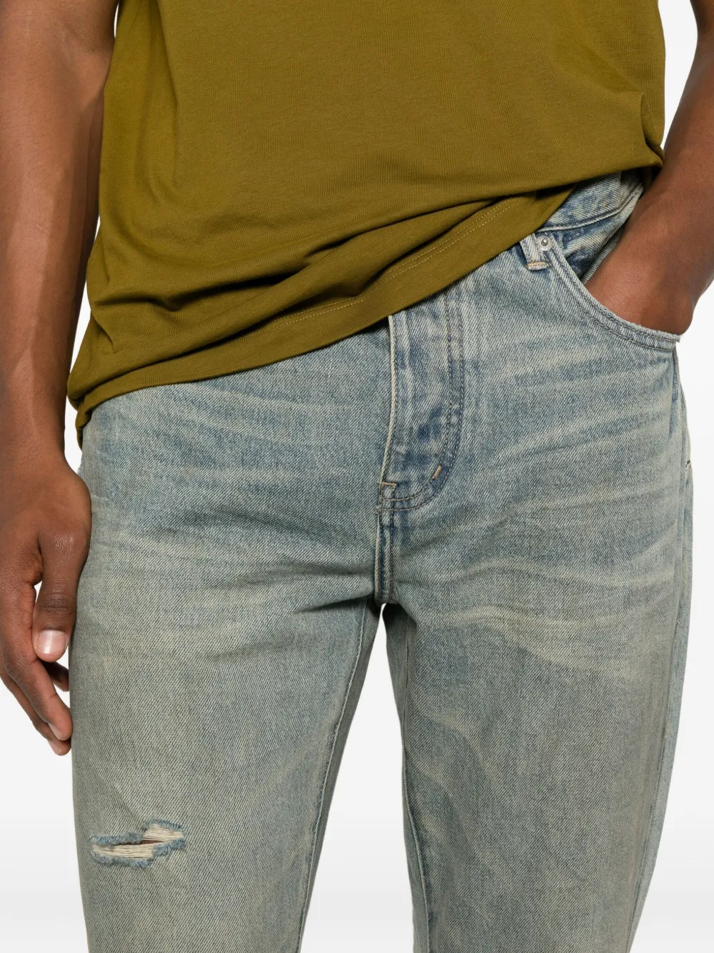 Purple Brand P026 gerafelde bootcut jeans Blauw