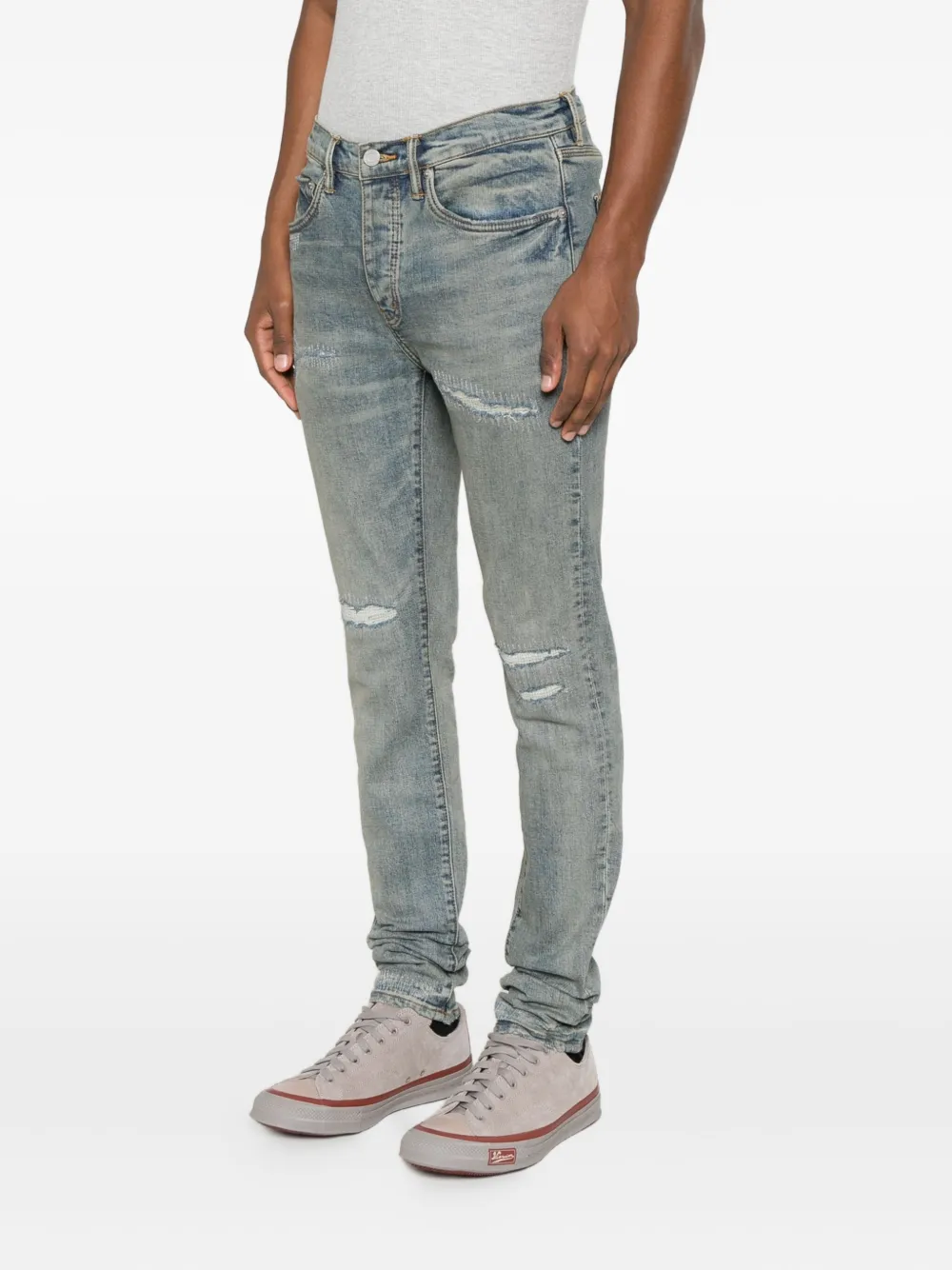 Purple Brand Pants With Worn Details In Blue