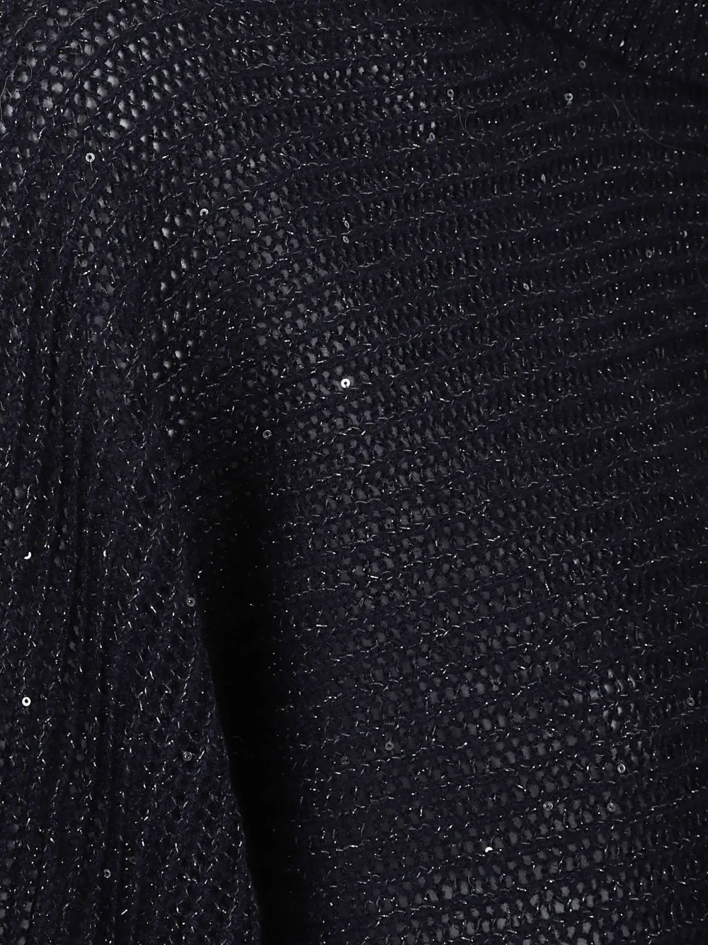 Peserico High Neck Cropped Knit Sweater With Sparkle In Black