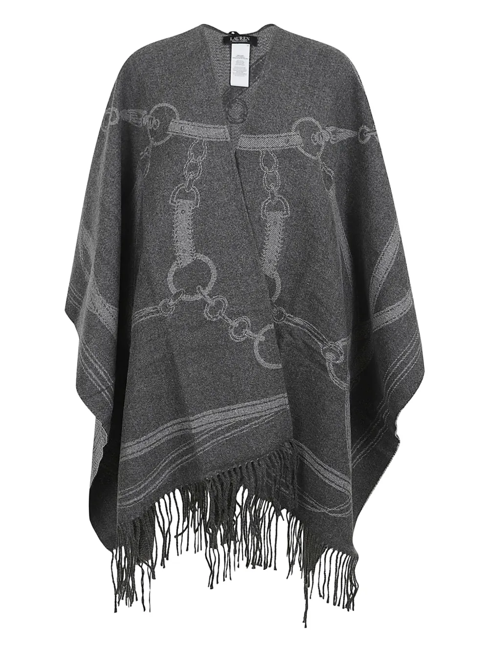 Ralph Lauren Fringed-detail Cape In Gray