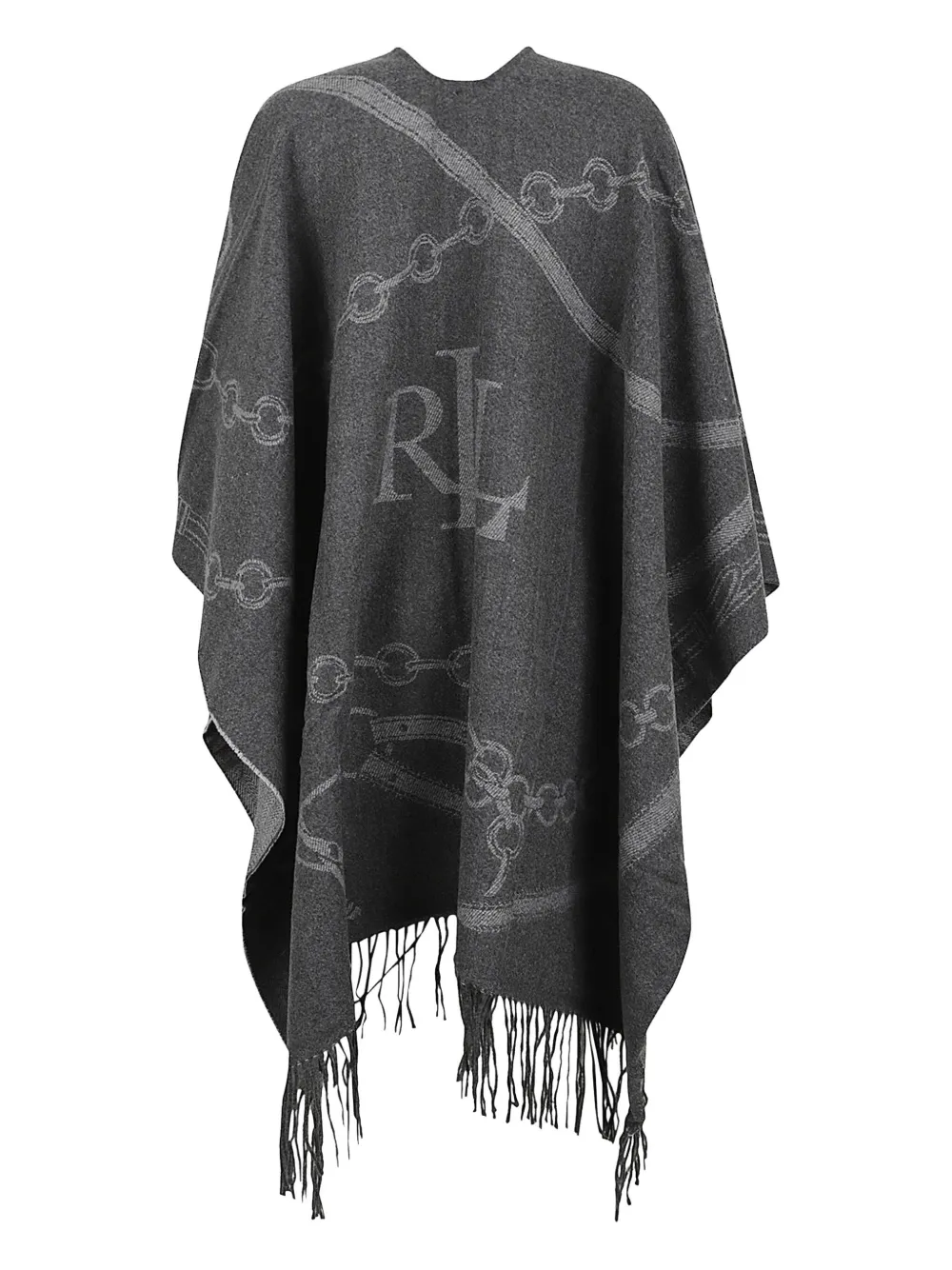 Ralph Lauren Fringed-detail Cape In Gray