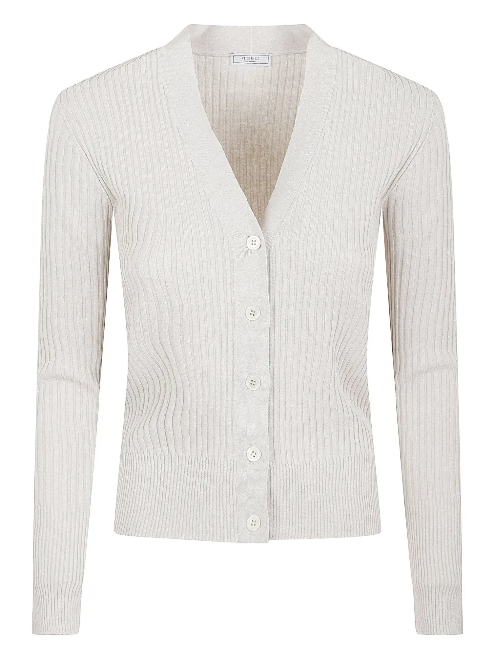 Peserico Long Sleeve V Neck Knit Sweater In Neutral