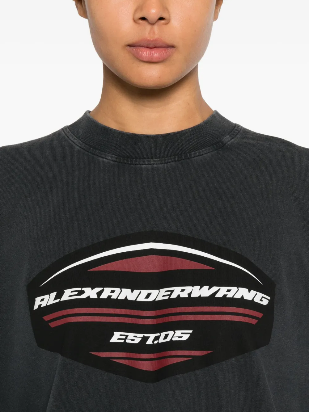 Alexander Wang Jersey top met lange mouwen en grafische print Grijs