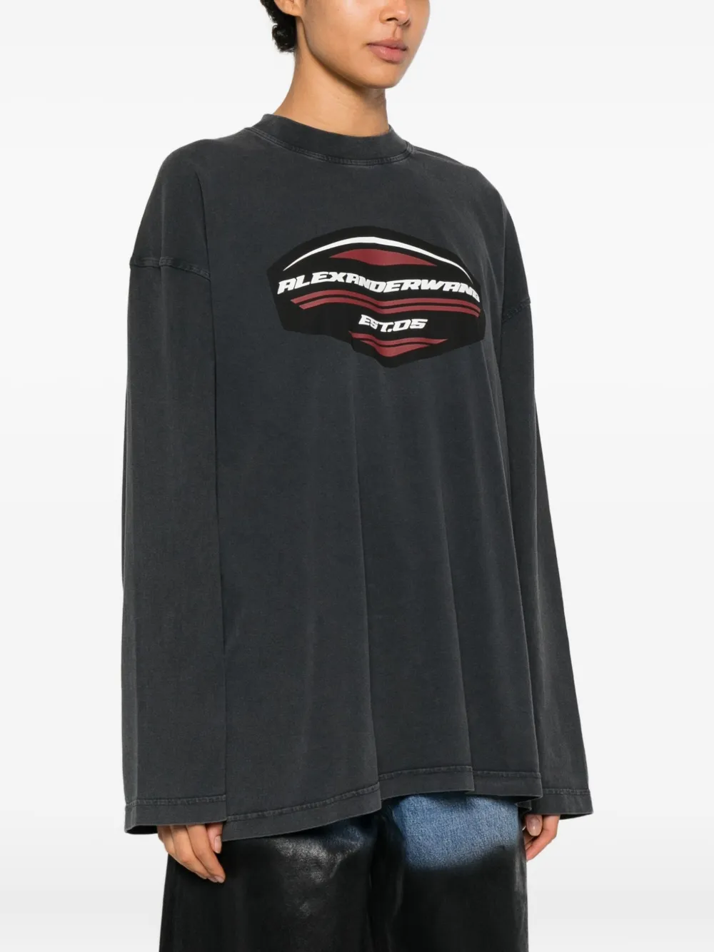Alexander Wang Jersey top met lange mouwen en grafische print Grijs