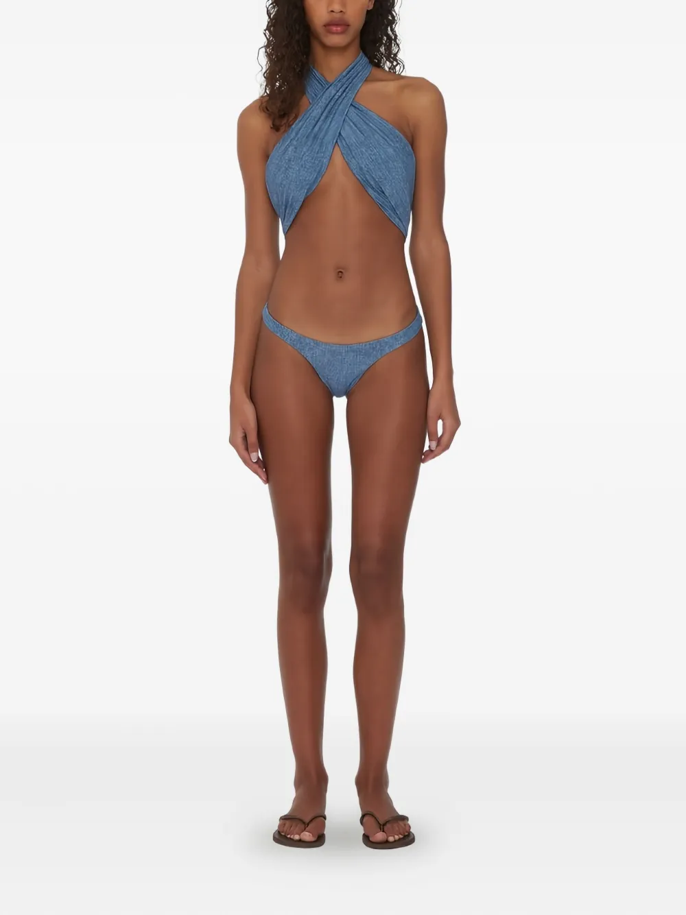 Rotate Birger Christensen X Reina Olga Soft Mixed Swimsuit In Blue