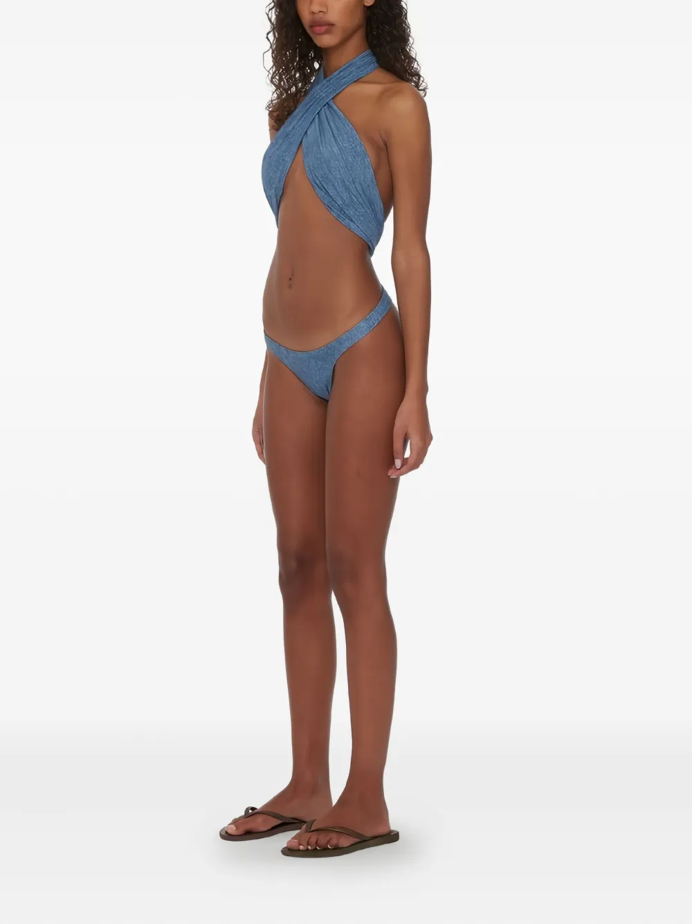 Rotate Birger Christensen X Reina Olga Soft Mixed Swimsuit In Blue