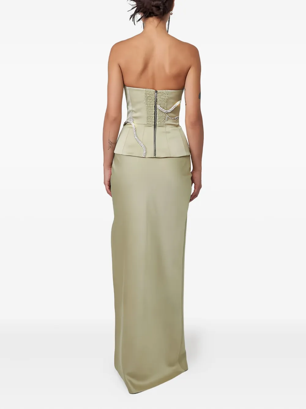 Nafsika Skourti crystal-embellished strapless gown - Beige