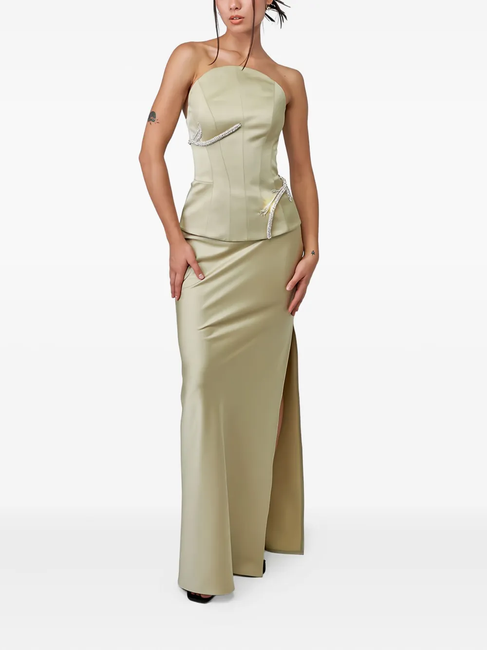 Nafsika Skourti crystal-embellished strapless gown | Neutrals | Image 1