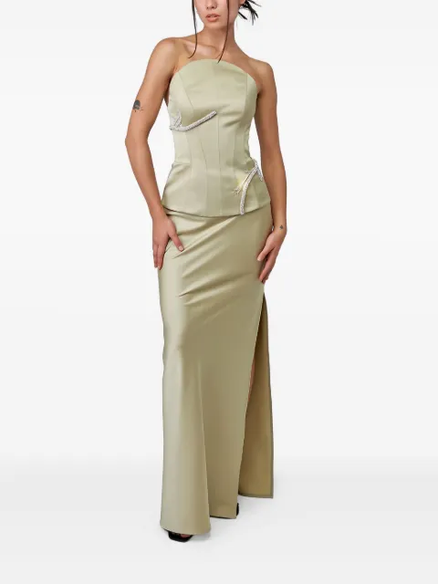 Nafsika Skourti crystal-embellished strapless gown