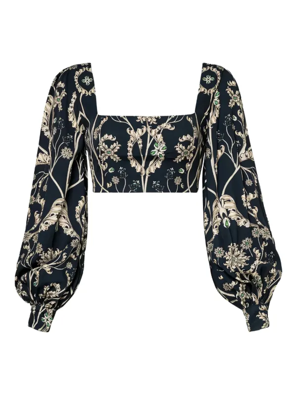 Agua by Agua Bendita Pera Gema Balloon-sleeve Top in Black