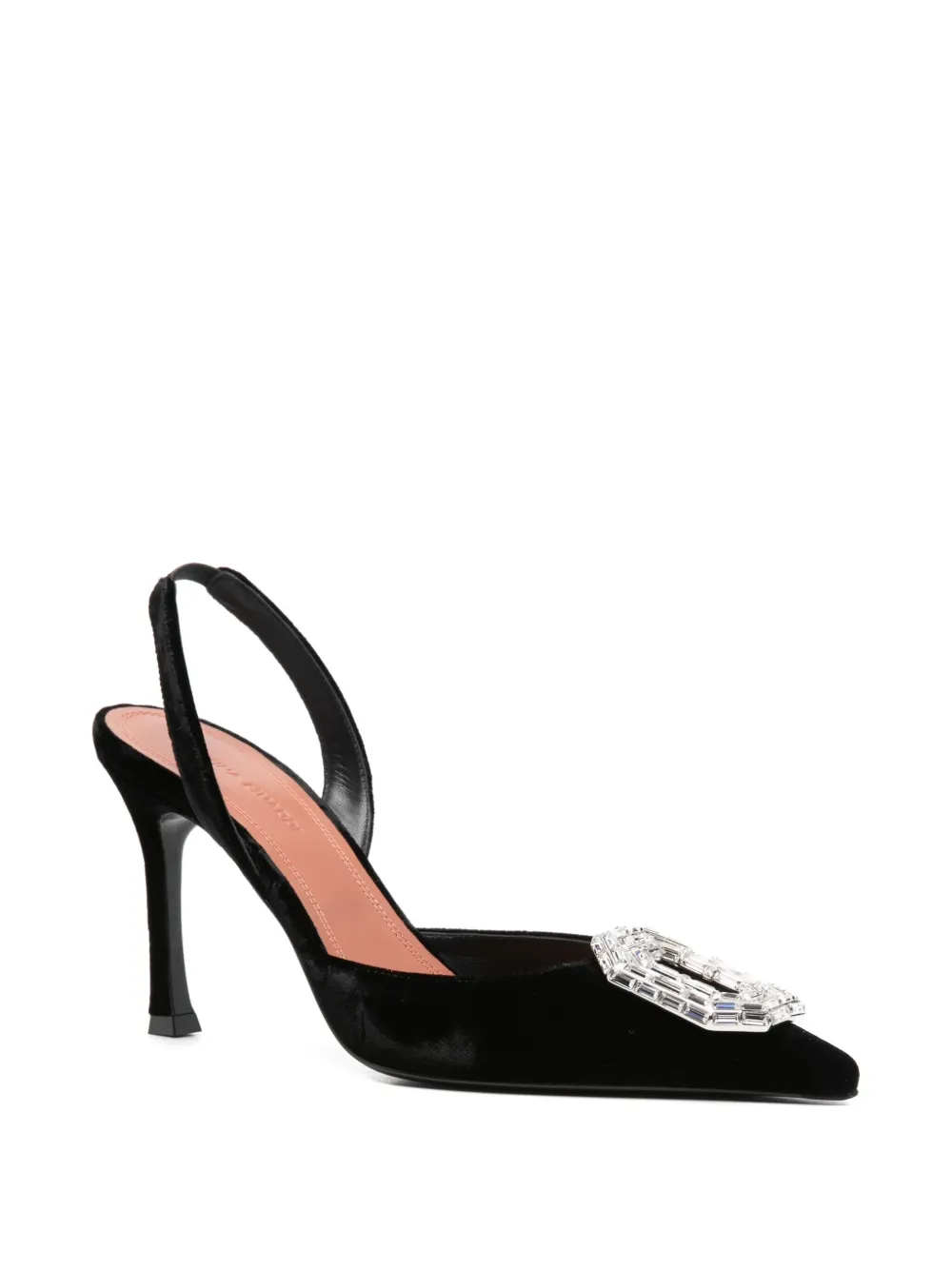 Amina Muaddi 90 mm Camelia slingback pumps met kristallen Zwart