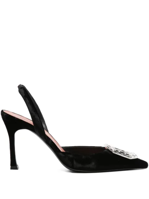 Amina Muaddi 90mm Camelia crystal-embellished slingback pumps
