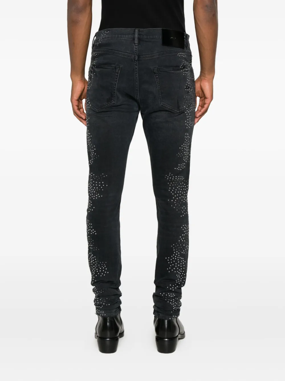 Purple Brand Embellished Distressed Denim In Black