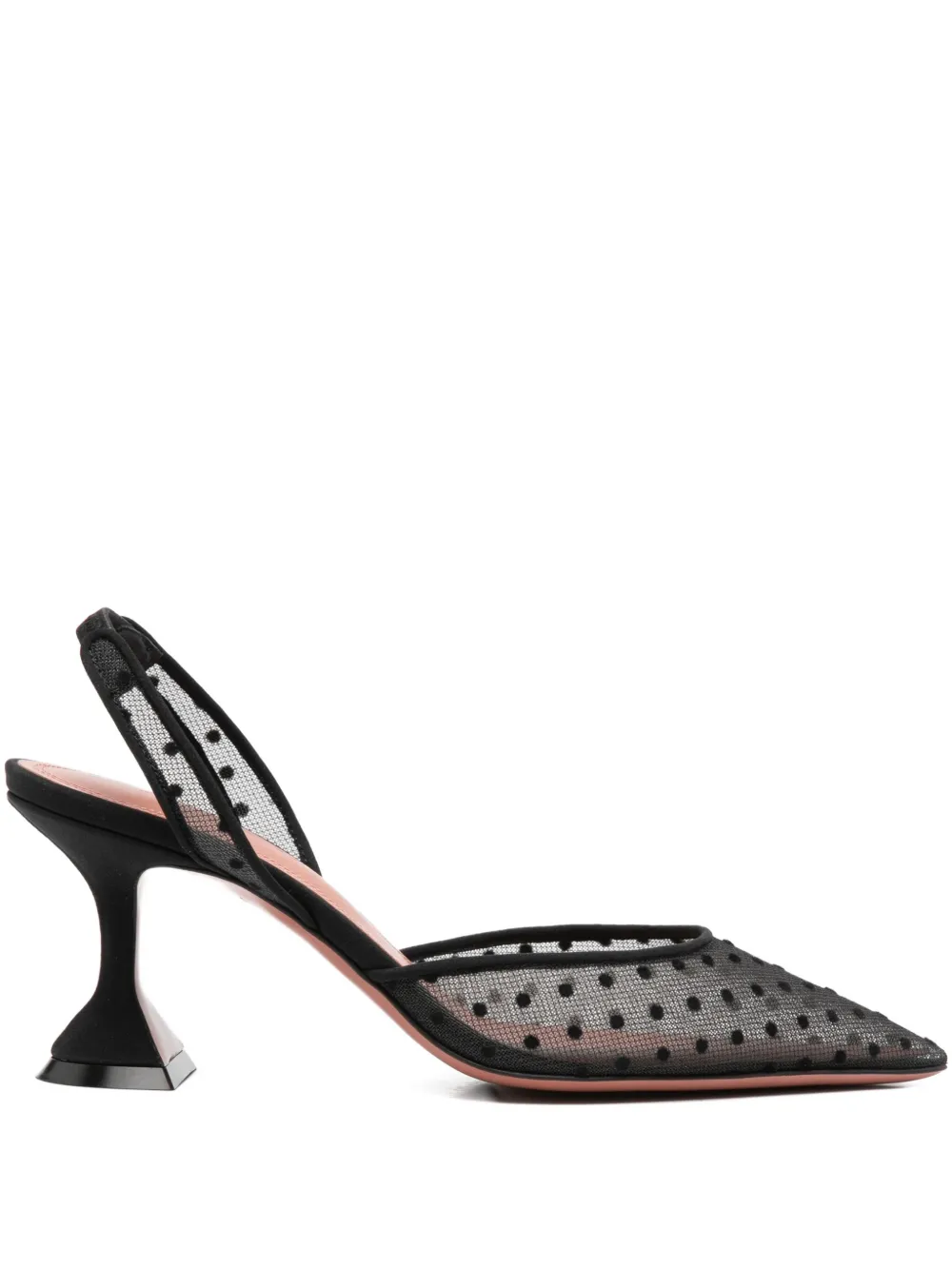 Amina Muaddi 70mm polka-dot pattern sling-back pumps | Black | Image 1